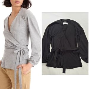 J. Crew Gray and Black Wrap Tops